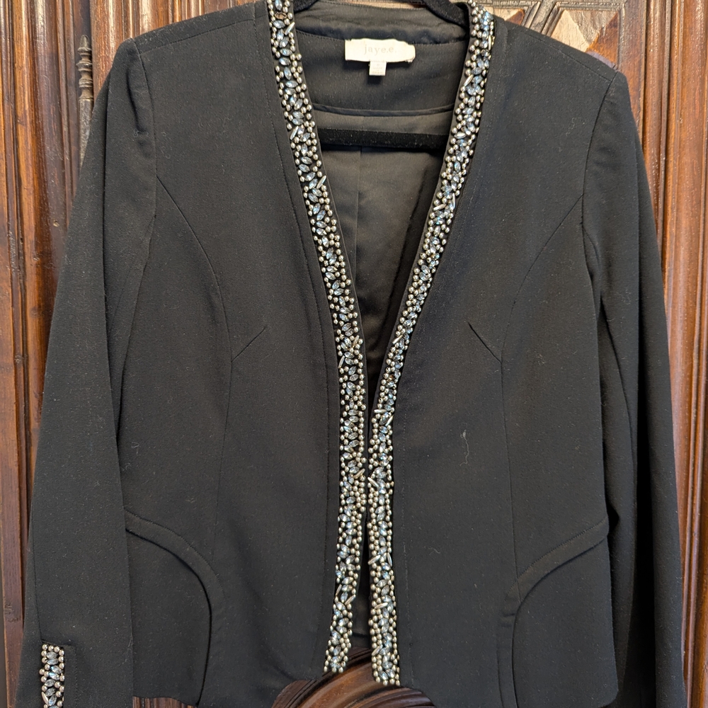 Elegant Black Beaded Women's Jacket